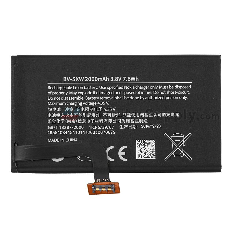 Batterie de remplacement pour Nokia Lumia 1020 EOS RM-875, BV-5XW Batterie de remplacement pour Nokia Lumia 1020 EOS RM-875, BV-5XW